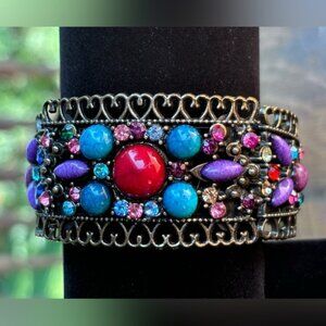 Y2K multicoloured howlite cuff bracelet